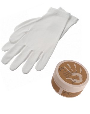 Gants et crème pour les mains de Body shop