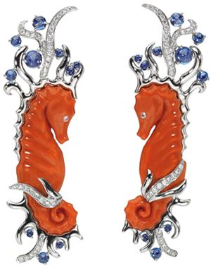 10 parures joaillières portées à Cannes : pendants d'oreilles "Hippocampes" de Dior