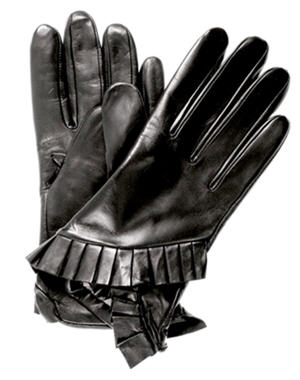 10 paires de gants en cuir : Gants fantaisie noirs de Furla