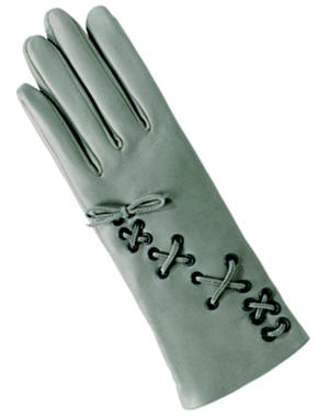 10 paires de gants en cuir : Gants à lacets gris d'Agnelle