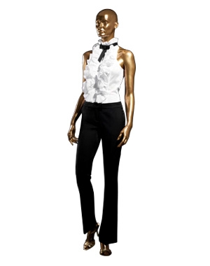 La collection Roberto Cavalli pour H&M : chemise à jabot et pantalon droit
